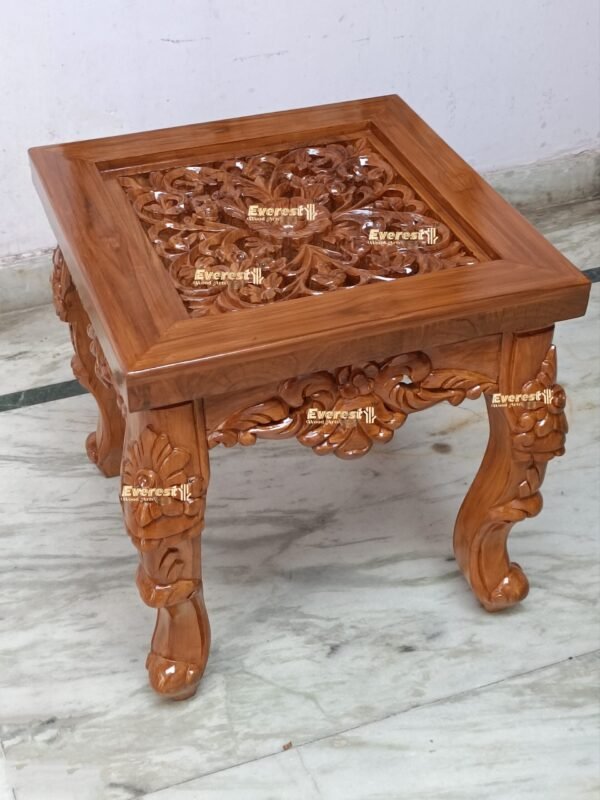 Wooden carved side table - Image 4