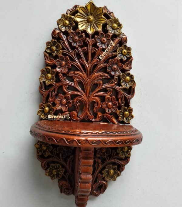 Wooden carved wall shelf