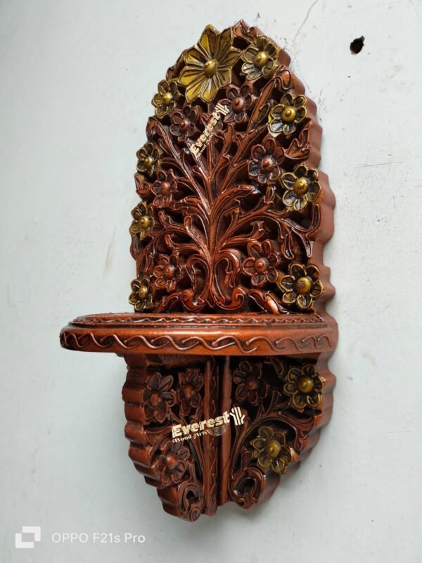 Wooden carved wall shelf - Image 3