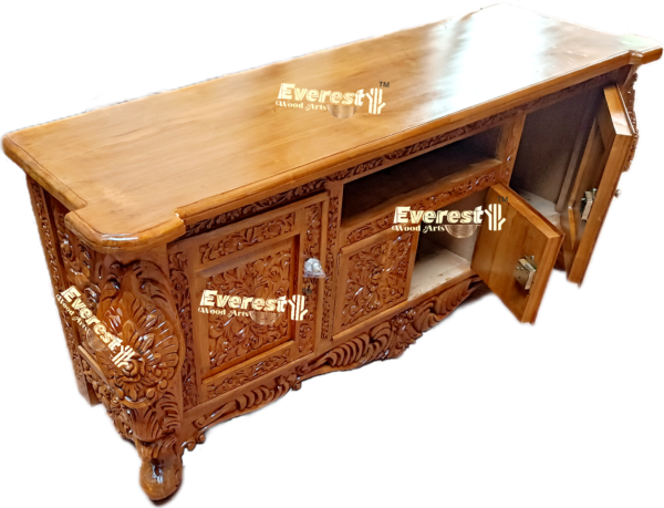 Wooden carved tv unit