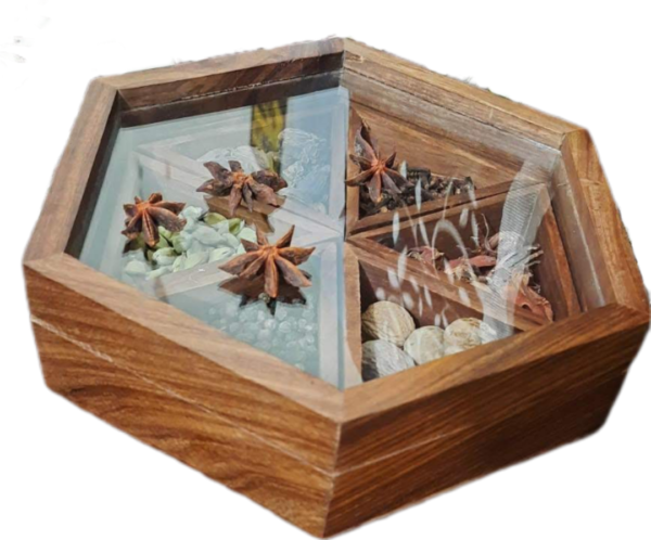 Wooden hexagonal spice box - Image 2